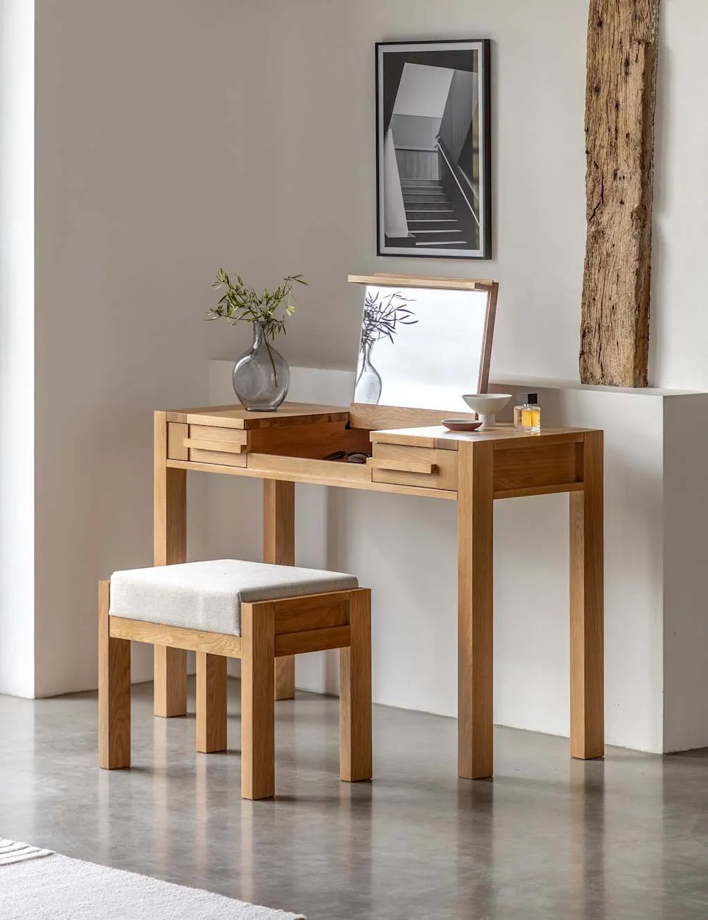 Sonoma Dressing Table & Stool Set - Oak product