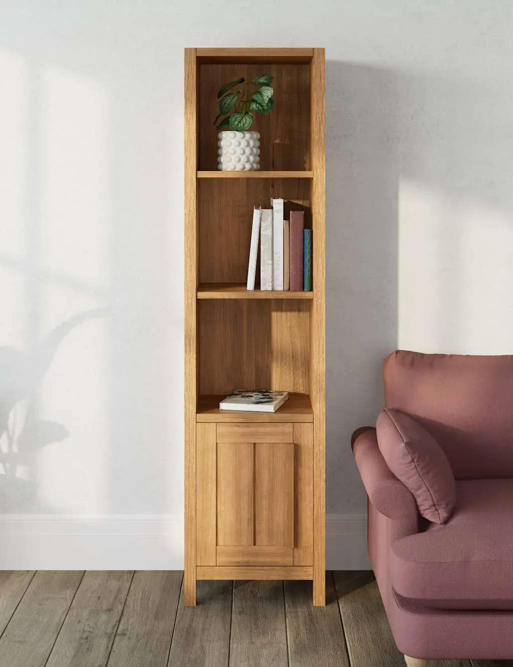 Sonoma Narrow Bookcase with Cabinet - Oak product
