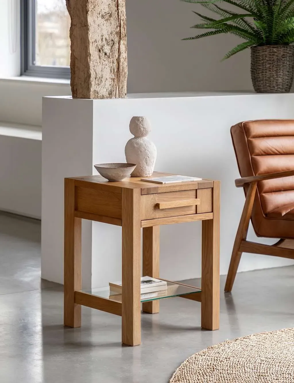 Sonoma Side Table with Storage - Oak product