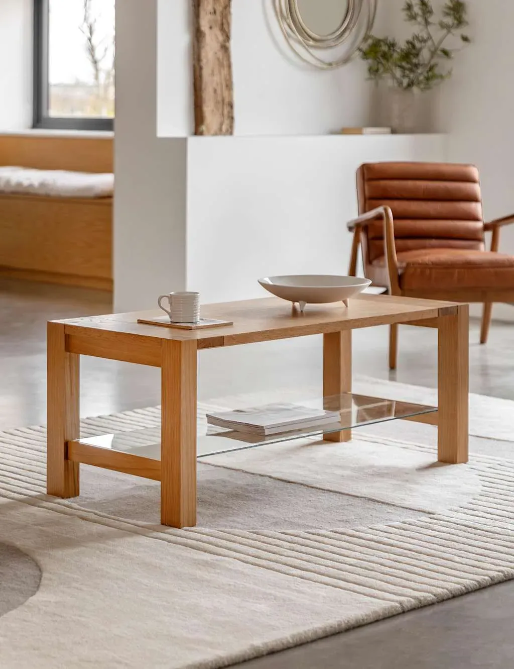 Sonoma Two-Level Coffee Table with Glass Panel - Oak product