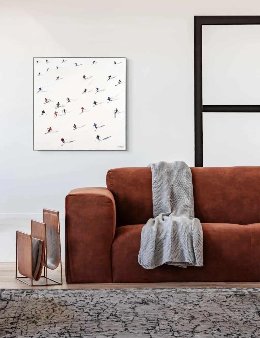 Downhill Travel Square Framed Art - White product