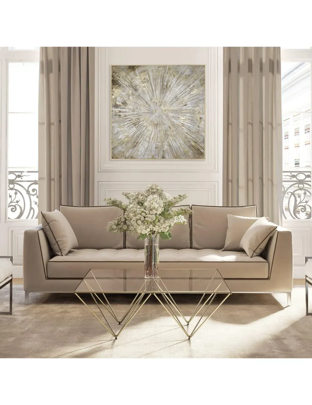 Starburst Flair Square Framed Wall Art - Gold product