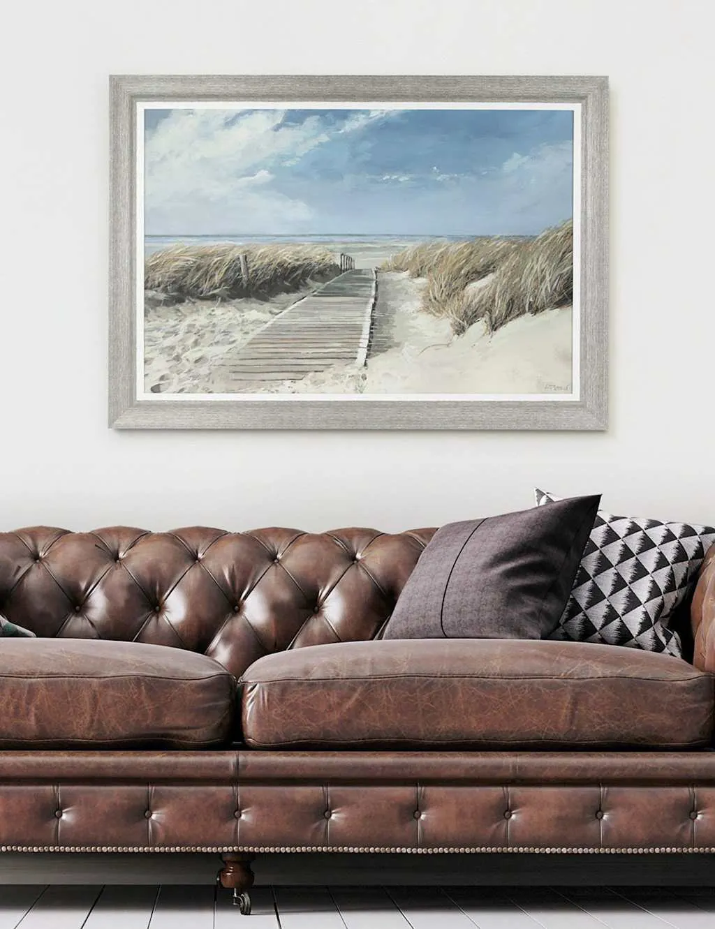 View to the Sea Rectangle Framed Canvas - Blue product