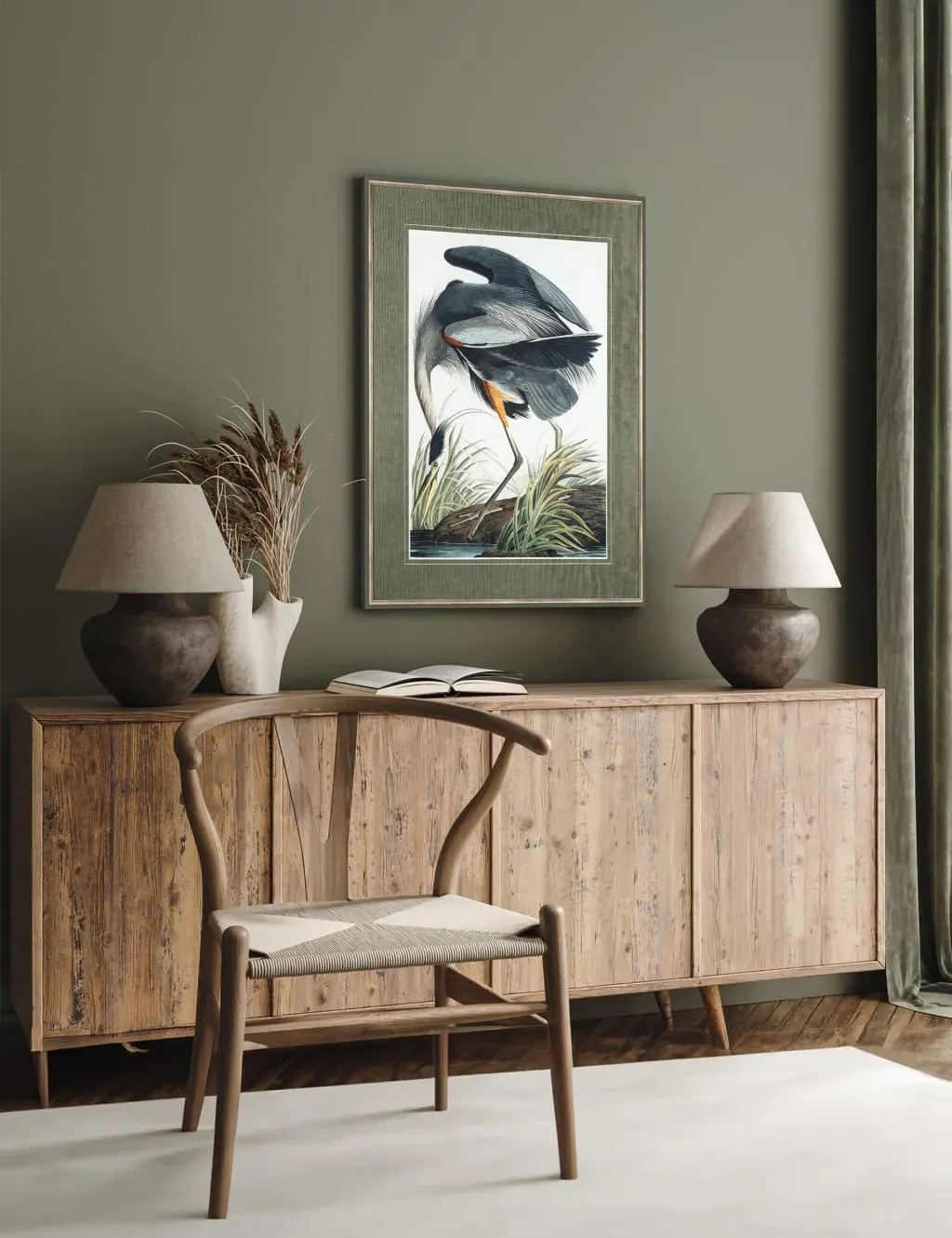 Vintage Blue Heron Framed Wall Art - Blue product