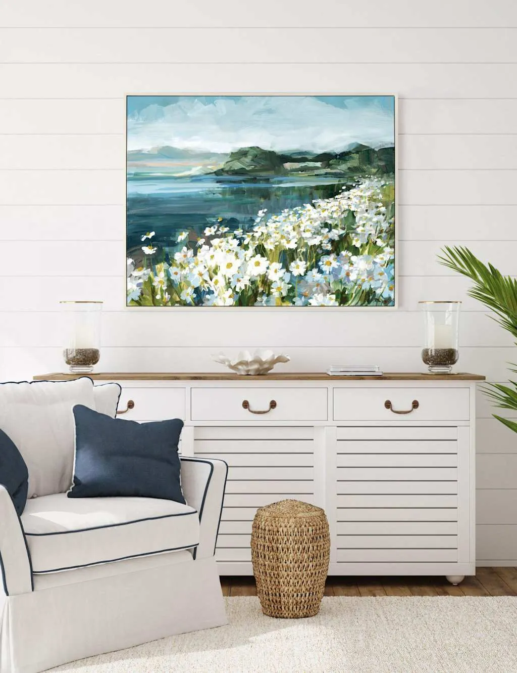 Wild Daisy Bay Rectangle Framed Canvas - Blue Mix product