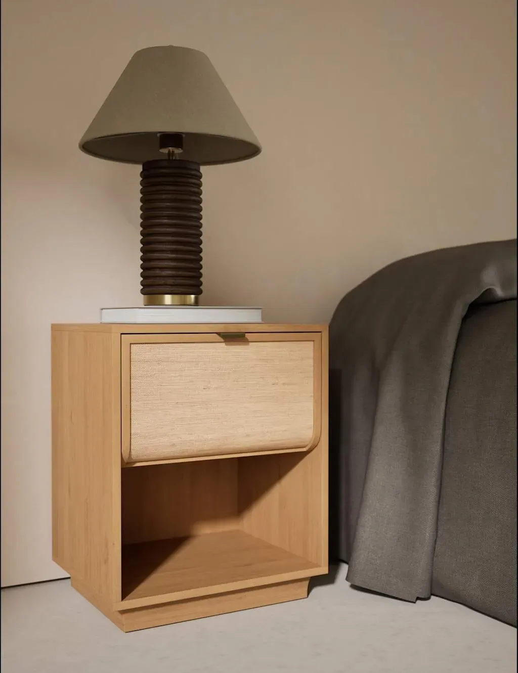 Woven Front Bedside Table - Natural, Acacia Wood product