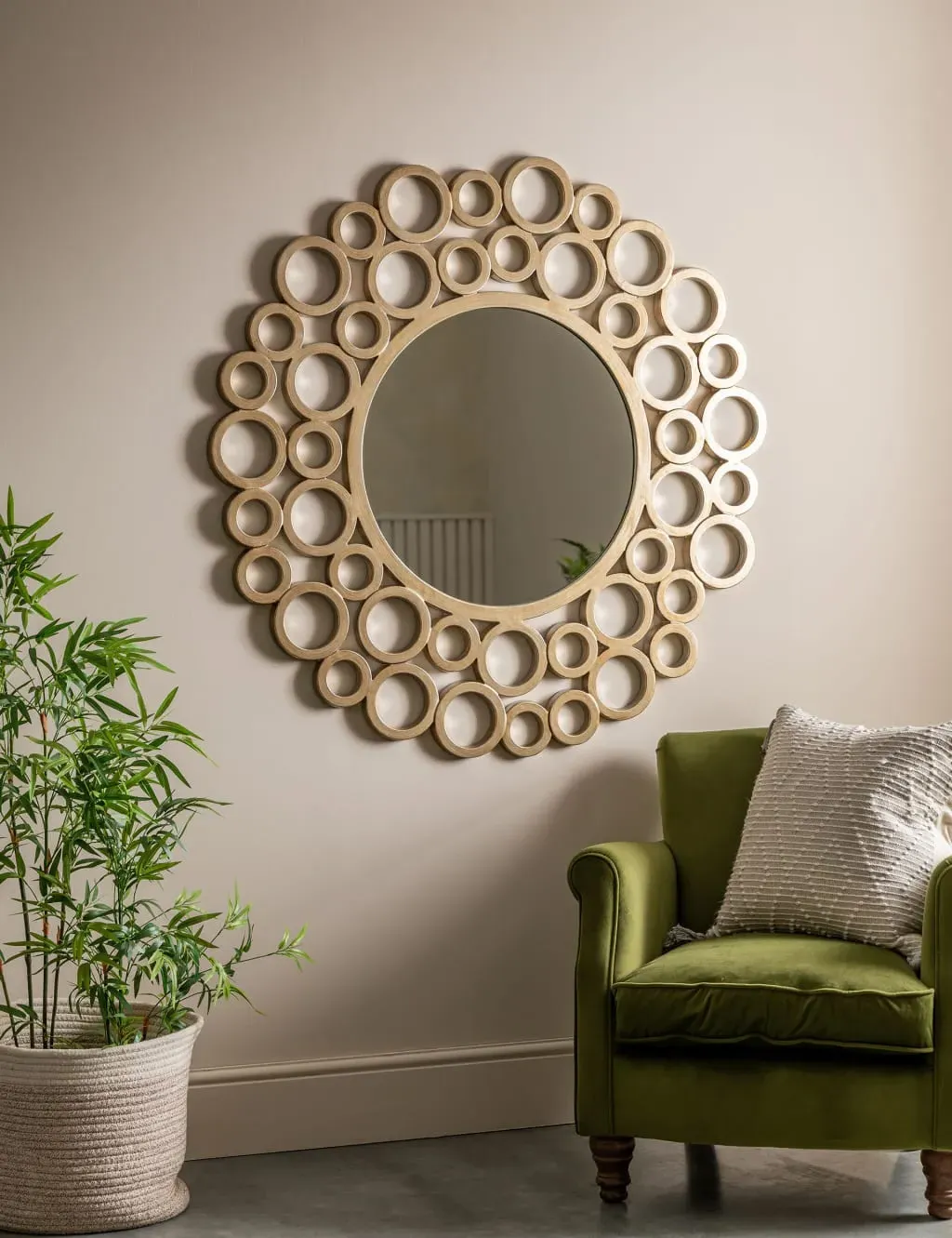 Wrakes Extra Large Round Wall Mirror - Gold product