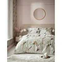 Clavering Birds Bedding Set - Light Green, Cotton Sateen alternate view