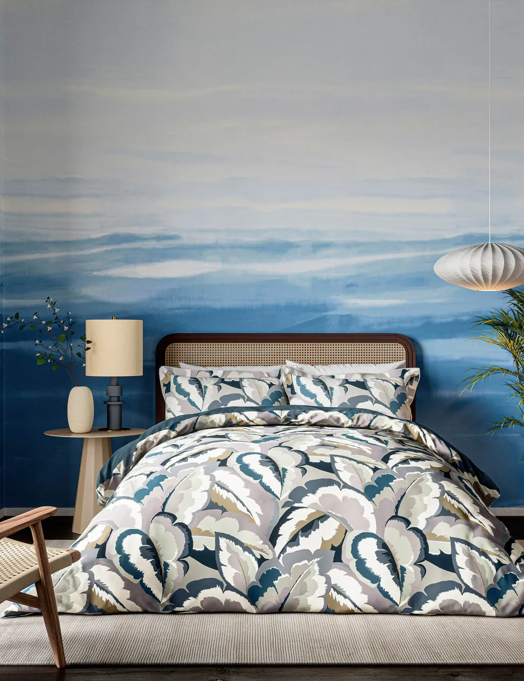 Calathea Pure Cotton Sateen Bedding Set - Blue Mix product