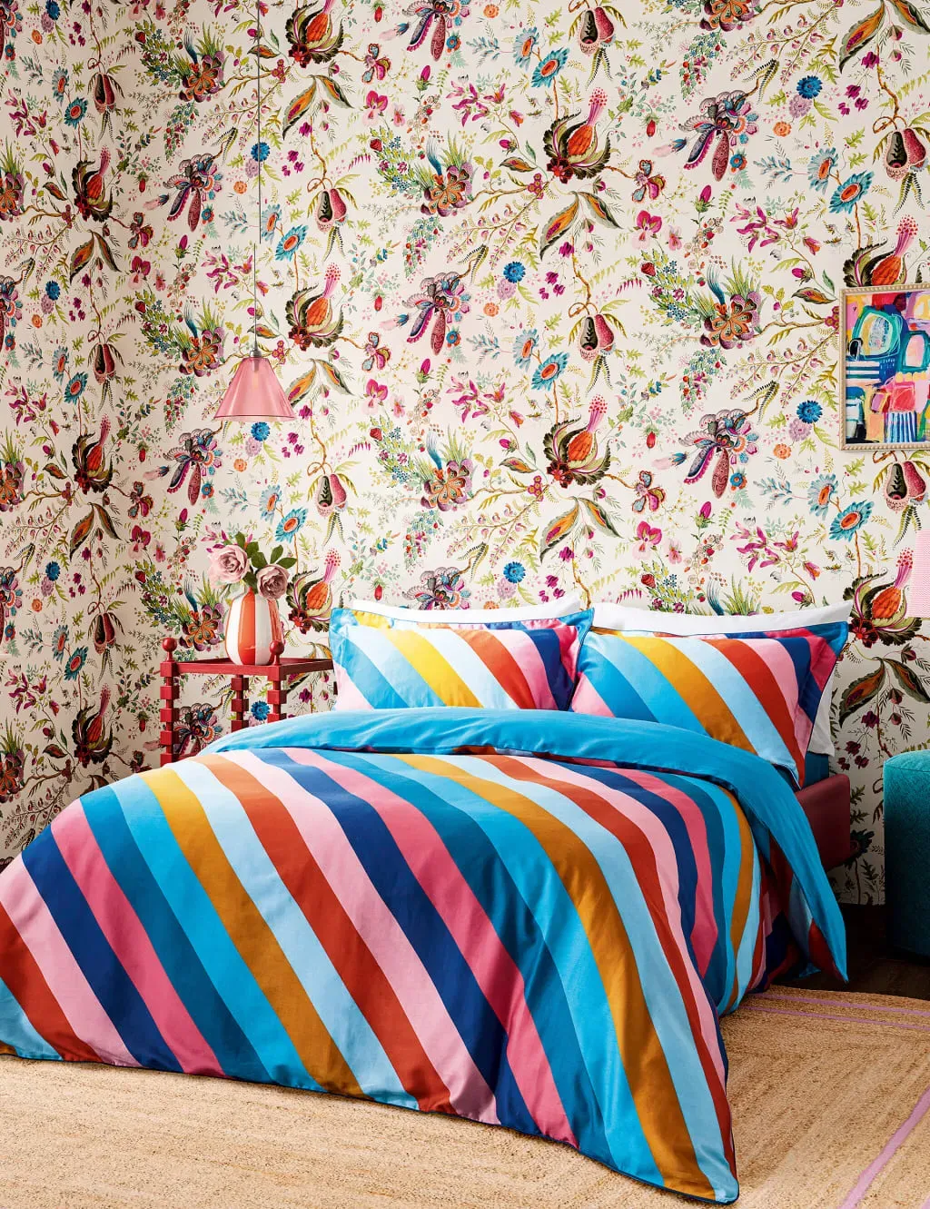 Pure Cotton Sateen Sherbert Stripe Bedding Set - Multi product
