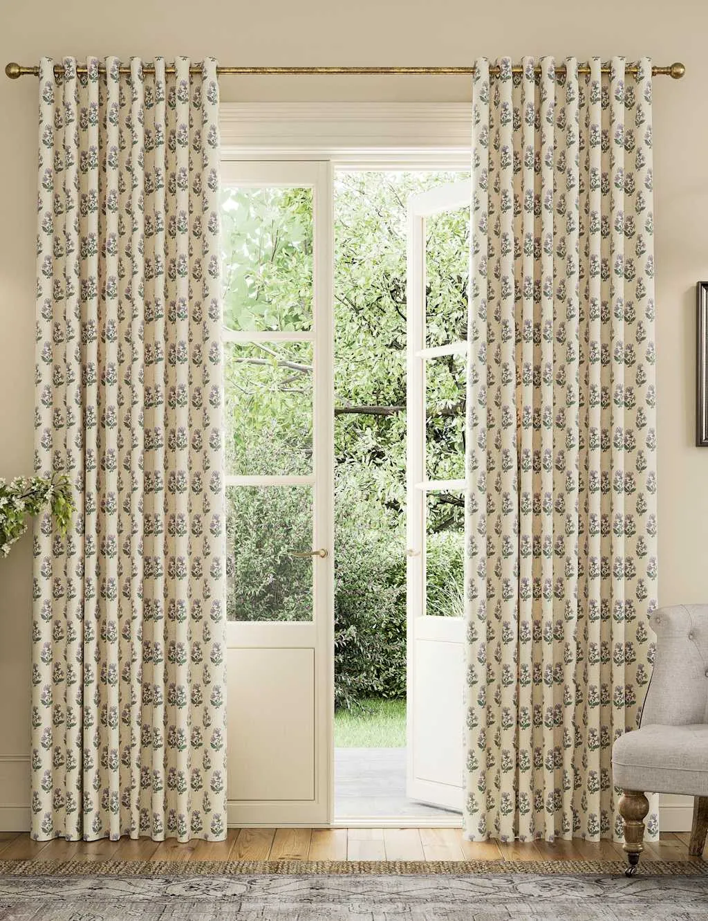 Chamomile Eyelet Blackout Curtains - Cream Mix, Cotton product
