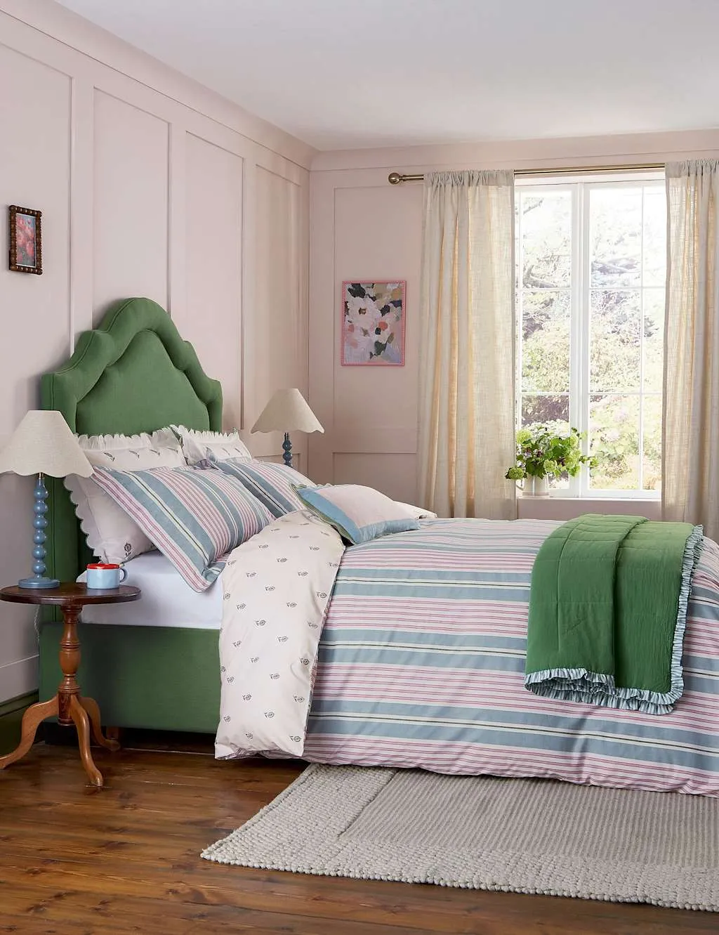 Come Rain Or Shine Quilted Throw - Green, Cotton product