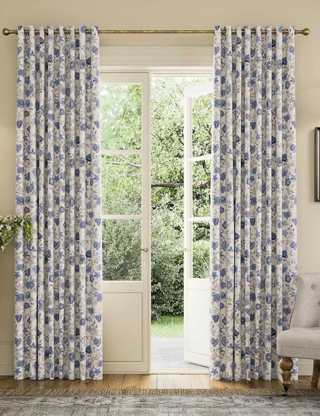 Indienne Eyelet Blackout Curtains - Blue Mix, Pure Cotton product