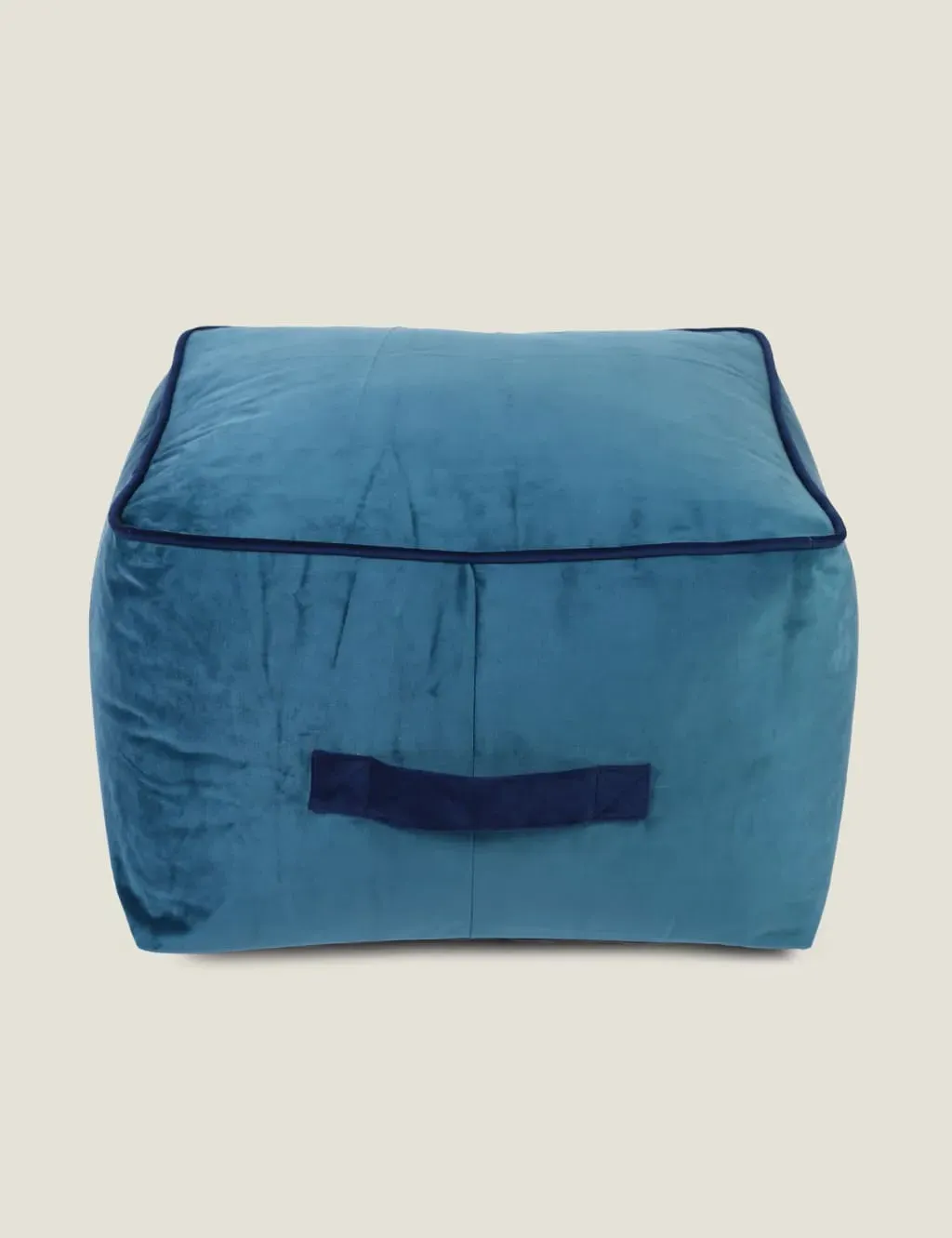 Square Pouffe with Grab Handle - Teal, Velvet product