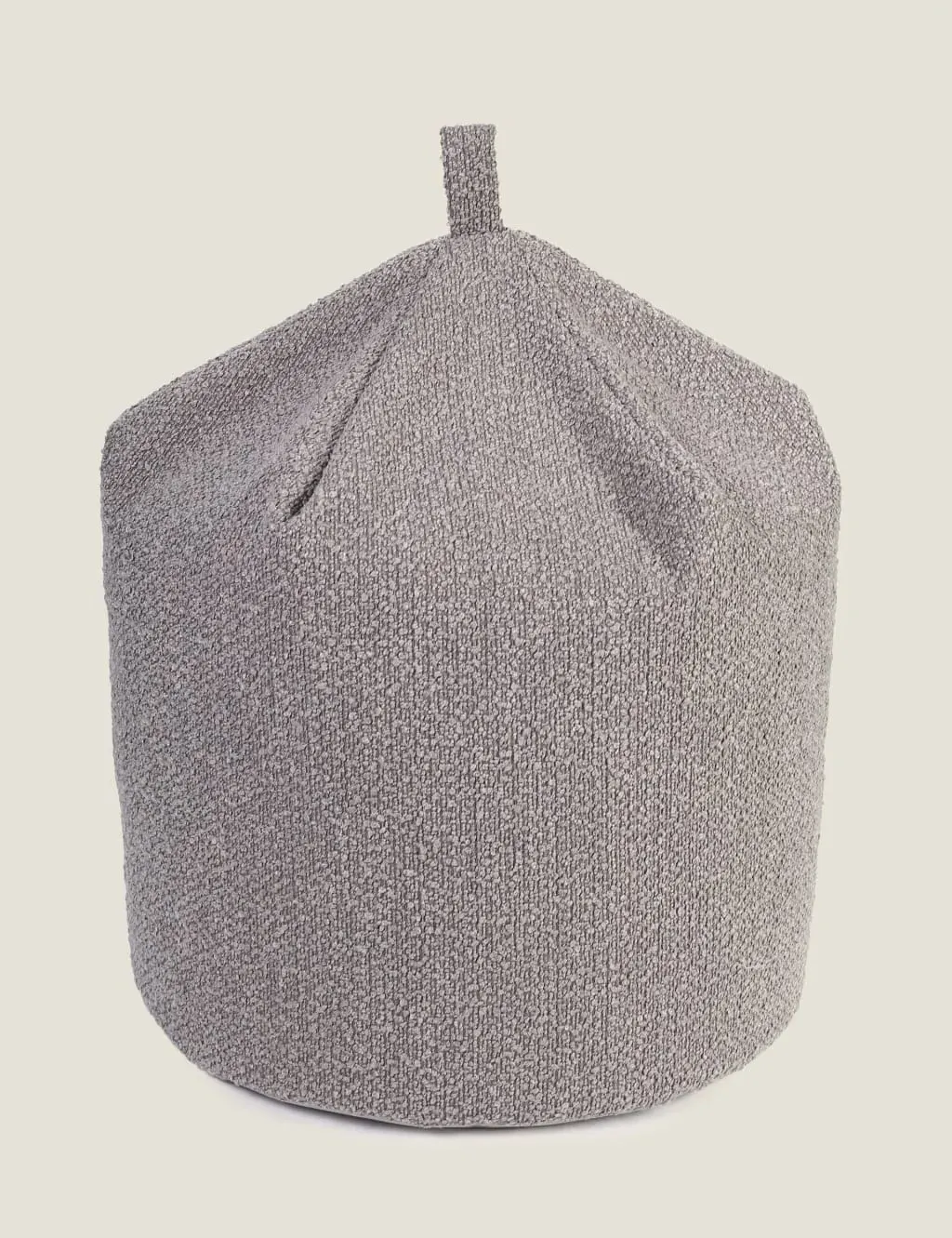 Textured Bouclé Round Beanbag - Grey, Polyester product