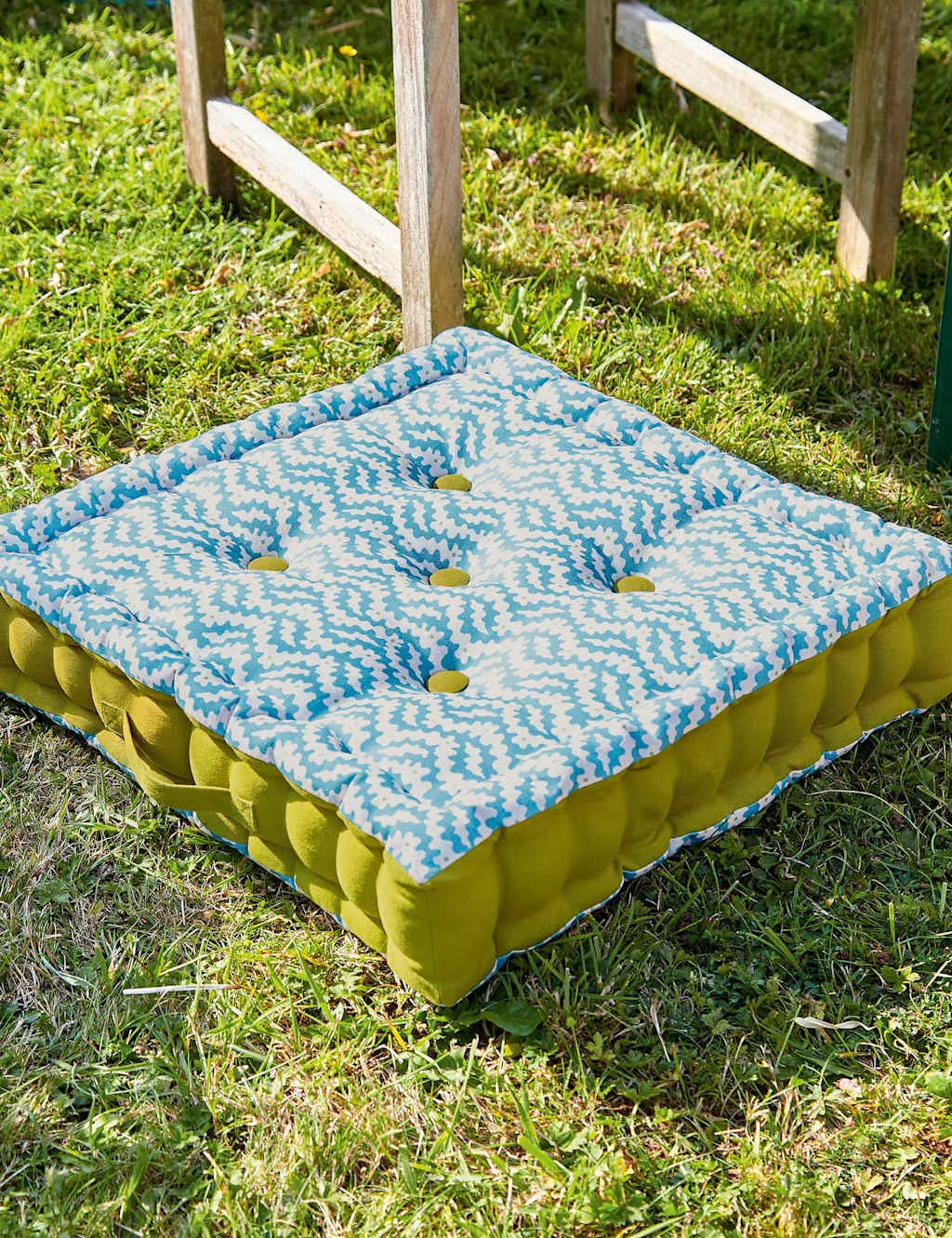 Patterned Outdoor Cushion - Light Blue Mix, Cotton product