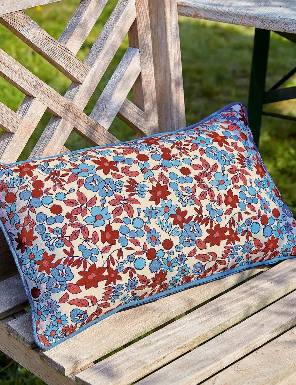Pure Cotton Floral Outdoor Cushion - Blue Mix product