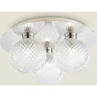 Prague Faceted Glass Flush Ceiling Light - Silver alternate view