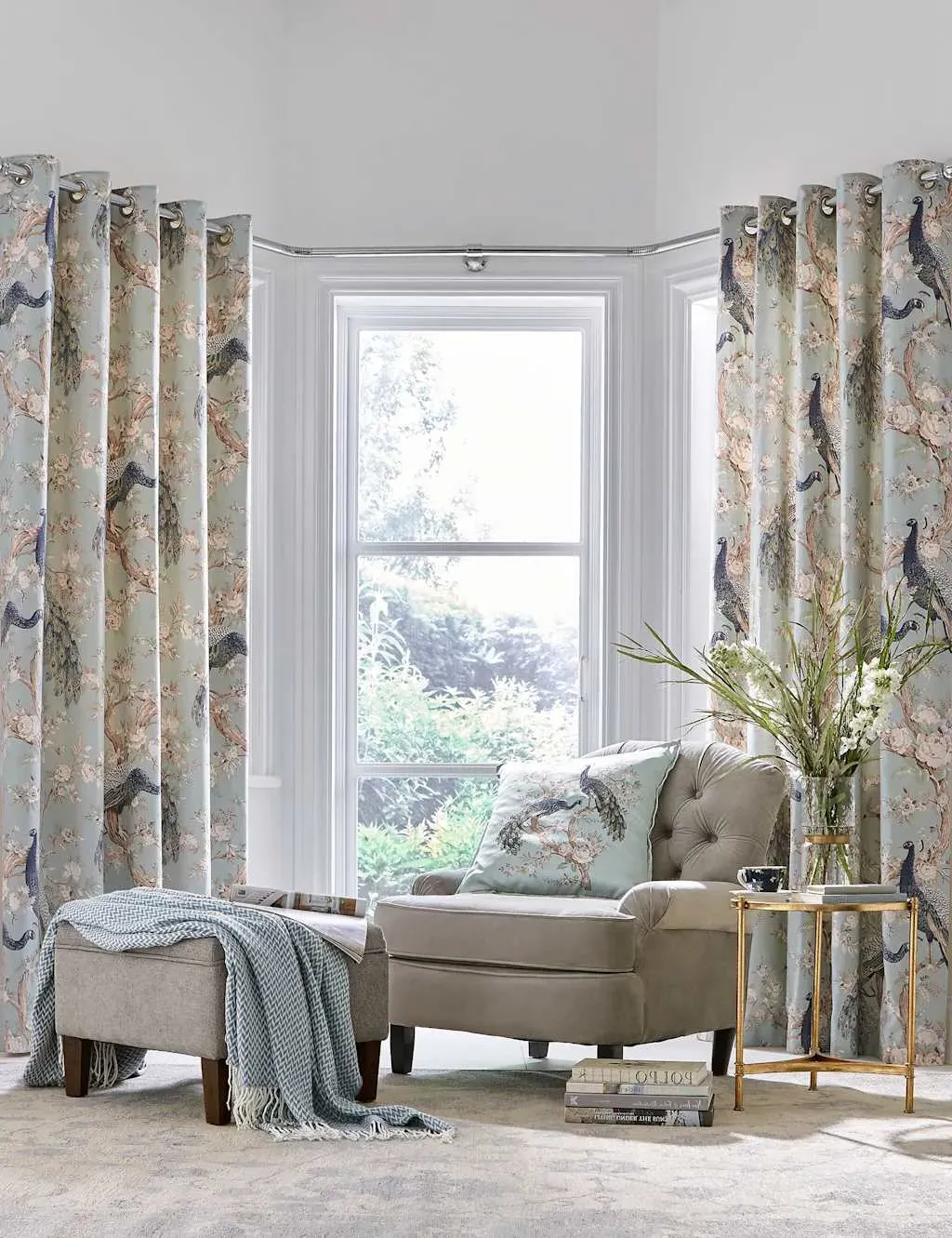 Belvedere Eyelet Curtains Lined - Duck Egg, Cotton product