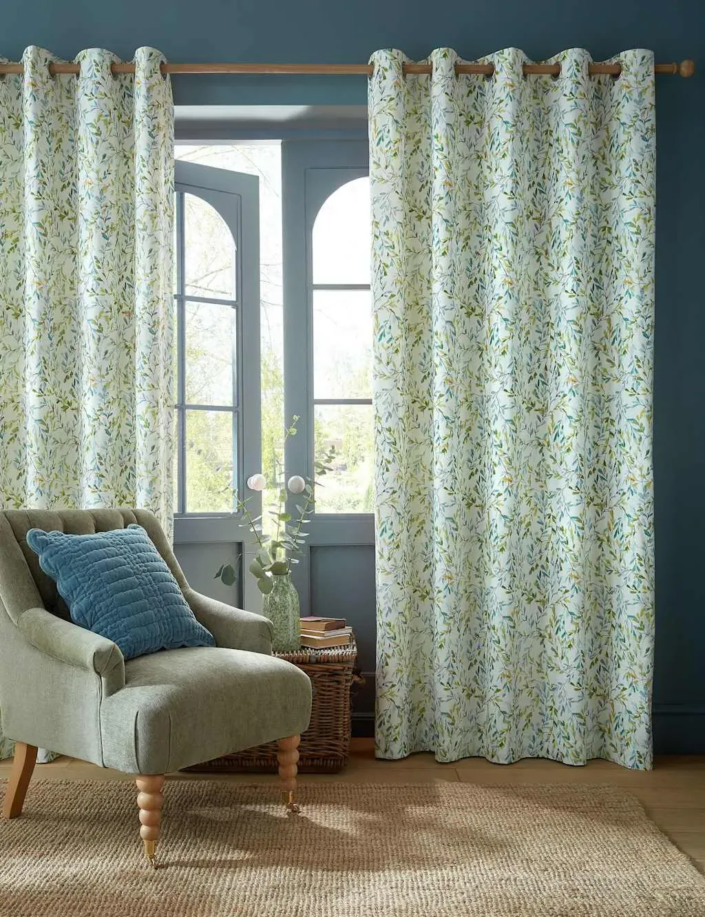 Brayton Leaves Eyelet Curtains - Multi, Cotton Linen product