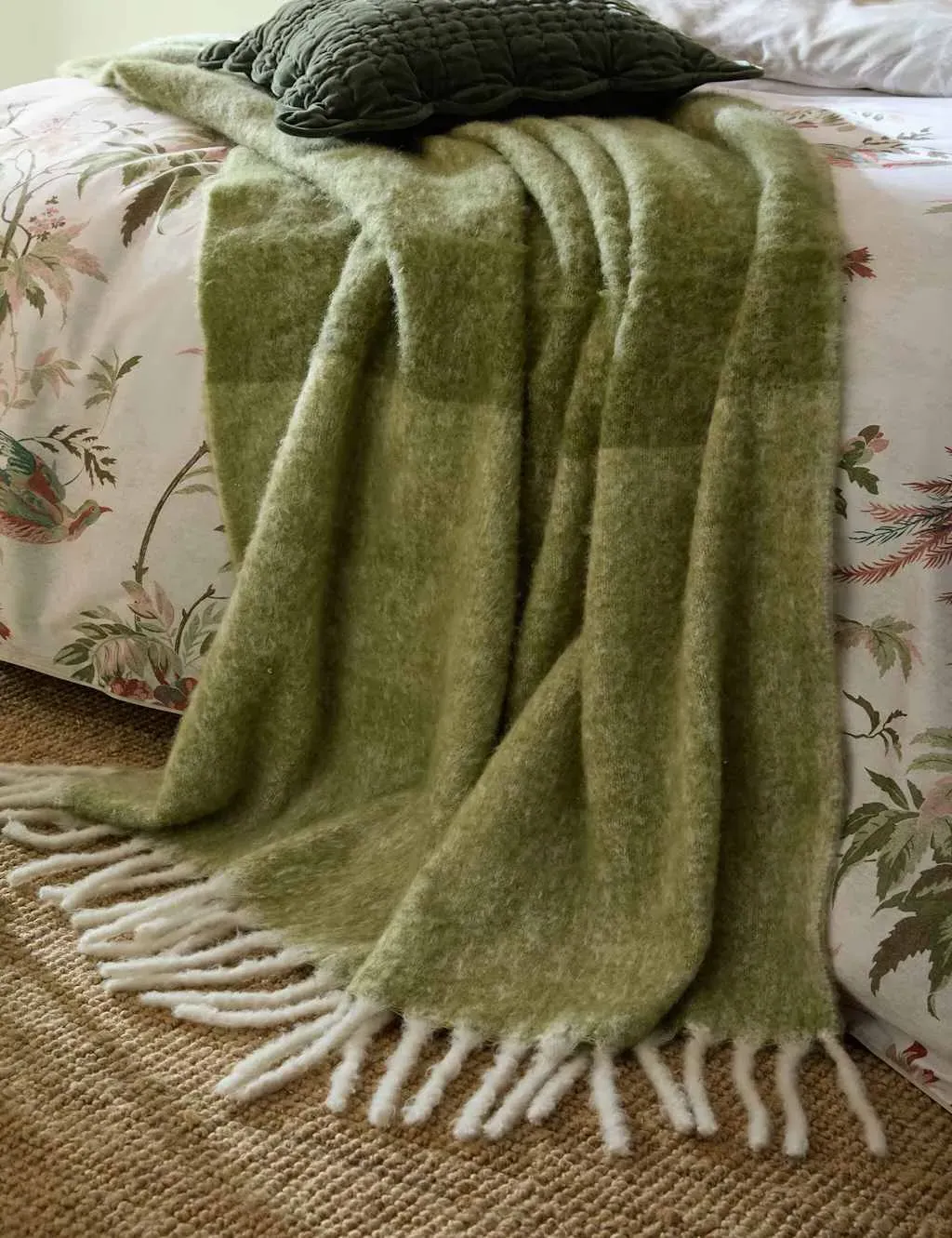 Bronwen Tasselled Throw with Wool - Green Mix product