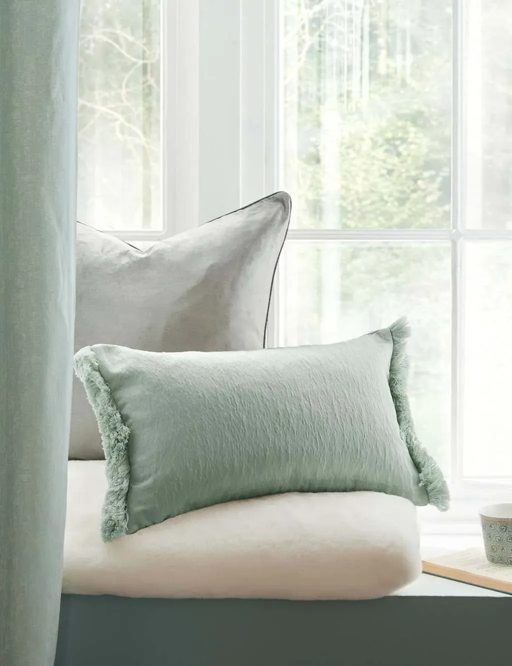 Carys Crinkle Bolster Cushion - Green product