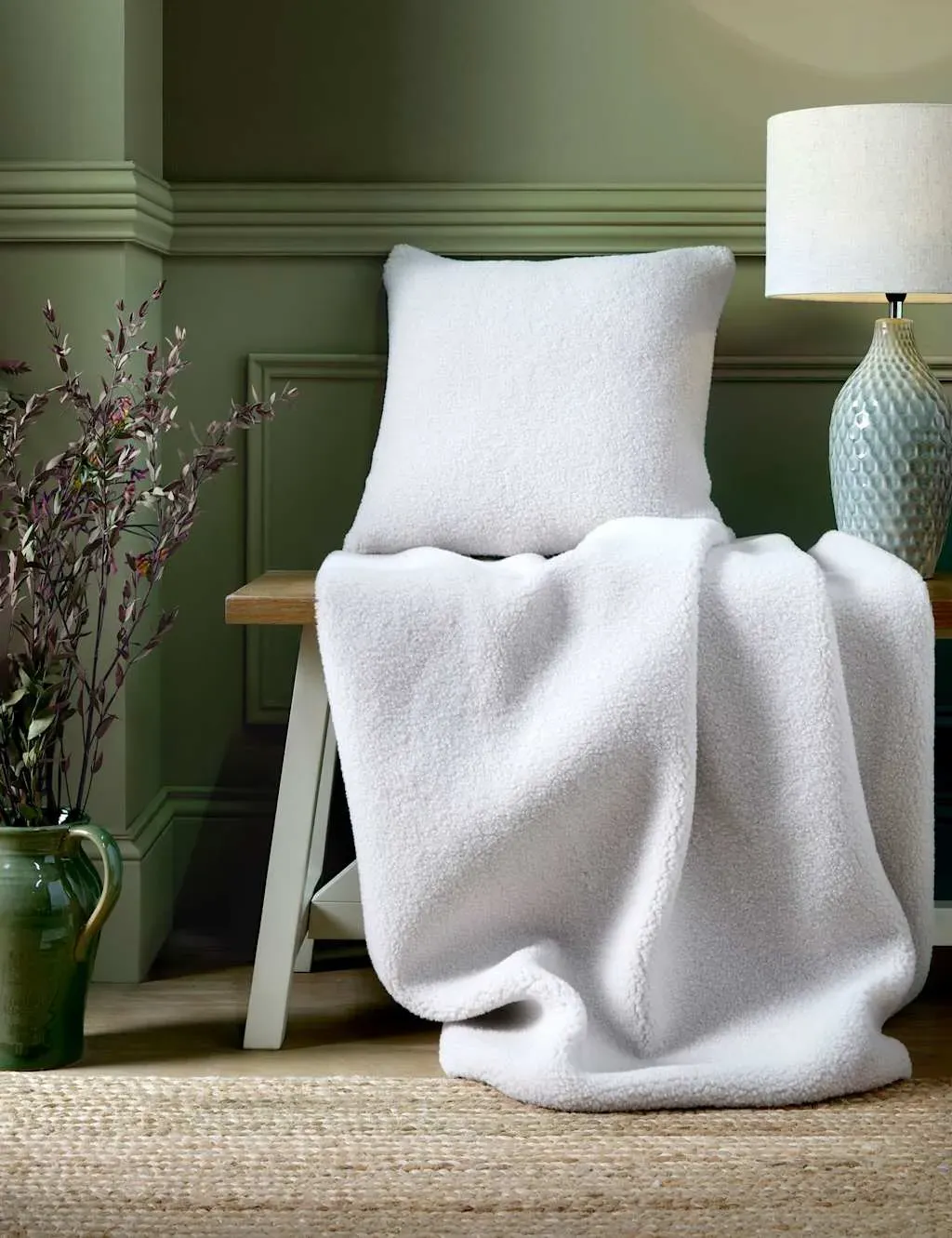 Coleford Faux Sheepskin Throw - White product