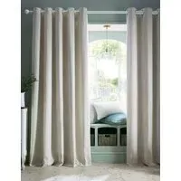 Cornish Chenille Striped Eyelet Curtains - Natural alternate view