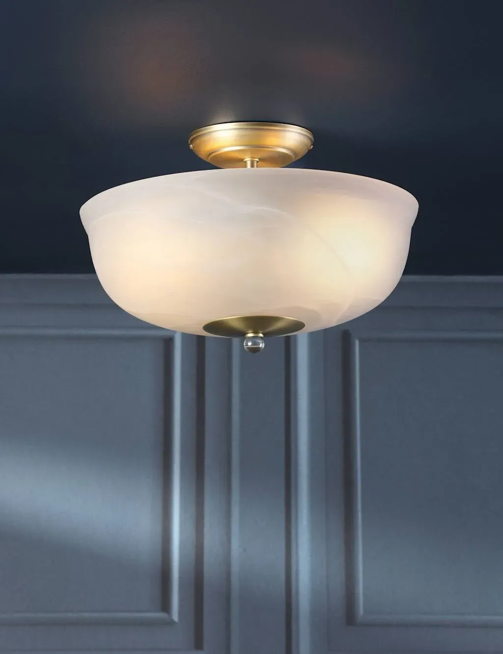 Cossington Glass Semi Flush Ceiling Light - Antique Brass product