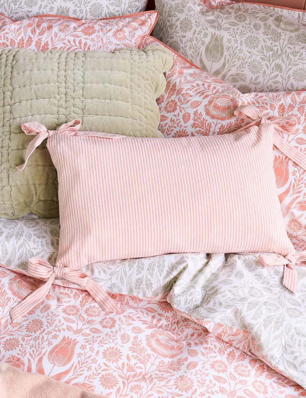 Cotton Rich Striped Bolster Cushion - Pink Mix product