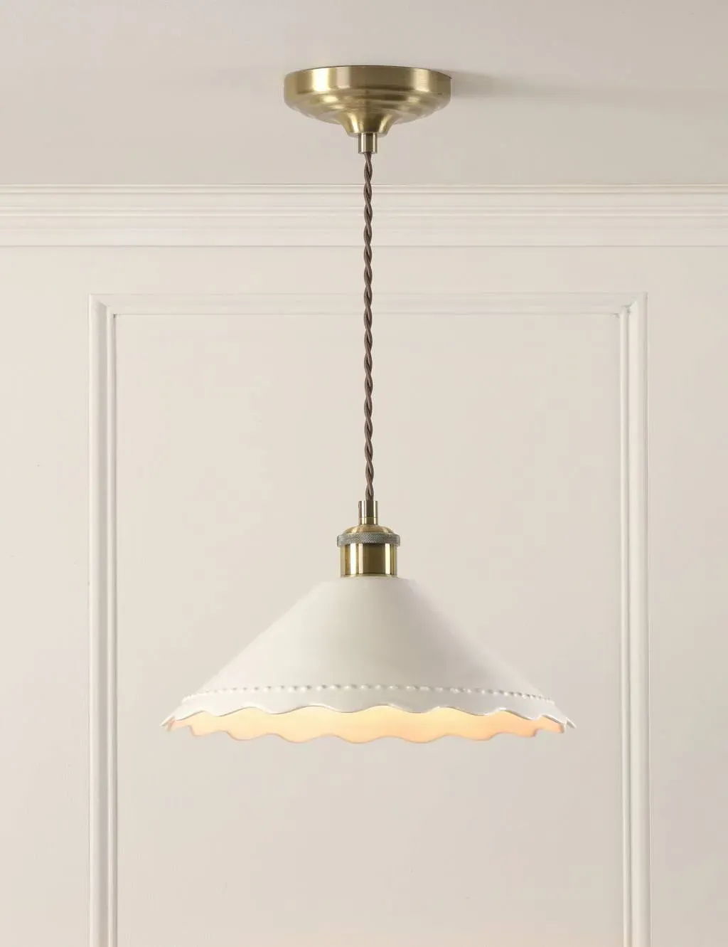 Daws Ceramic Scallop Pendant Light - Antique Brass product