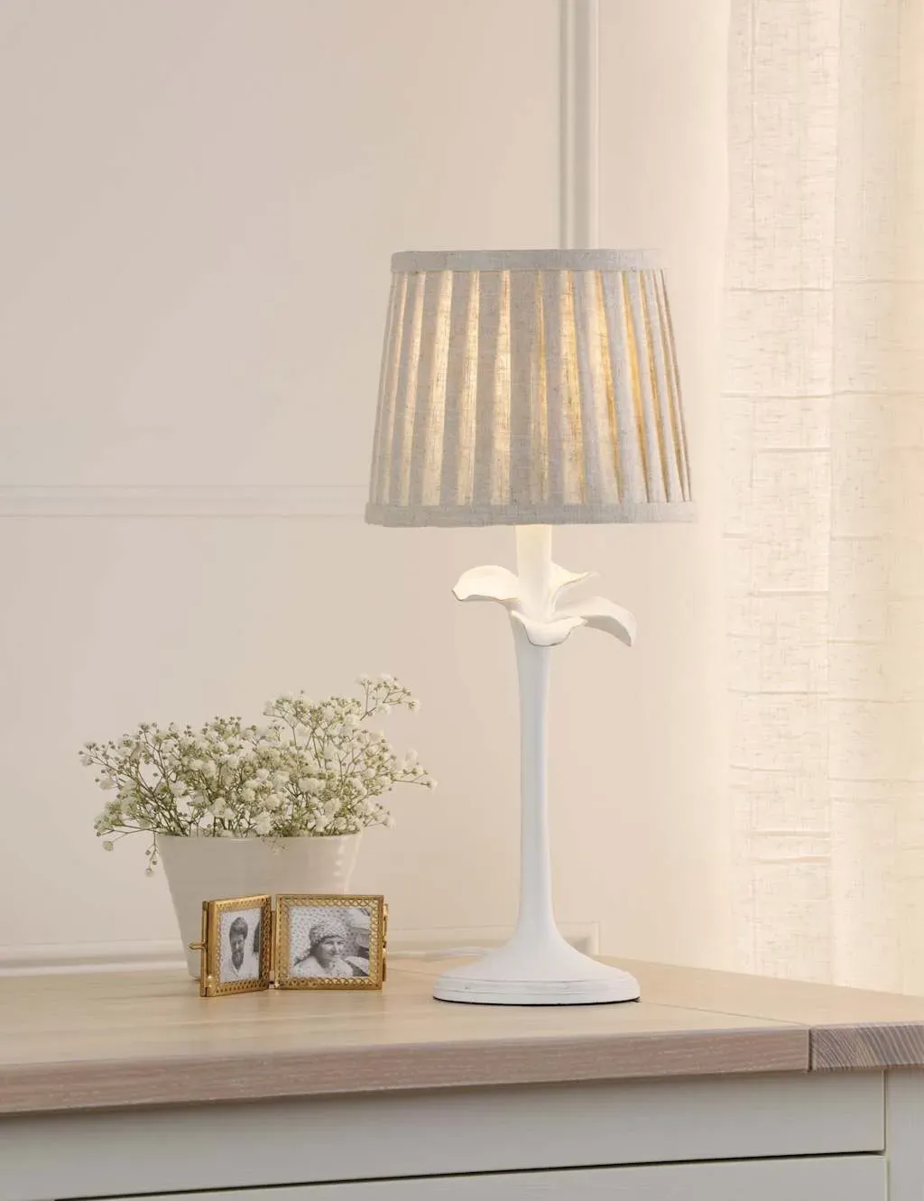 Eleni Floral Pleated Table Lamp - White product