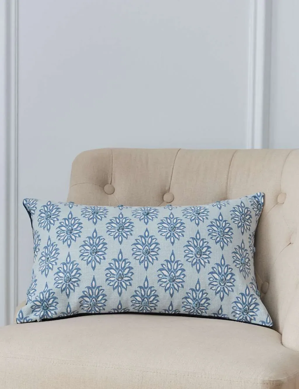 Gower Floral Cushion - Light Blue, Cotton product