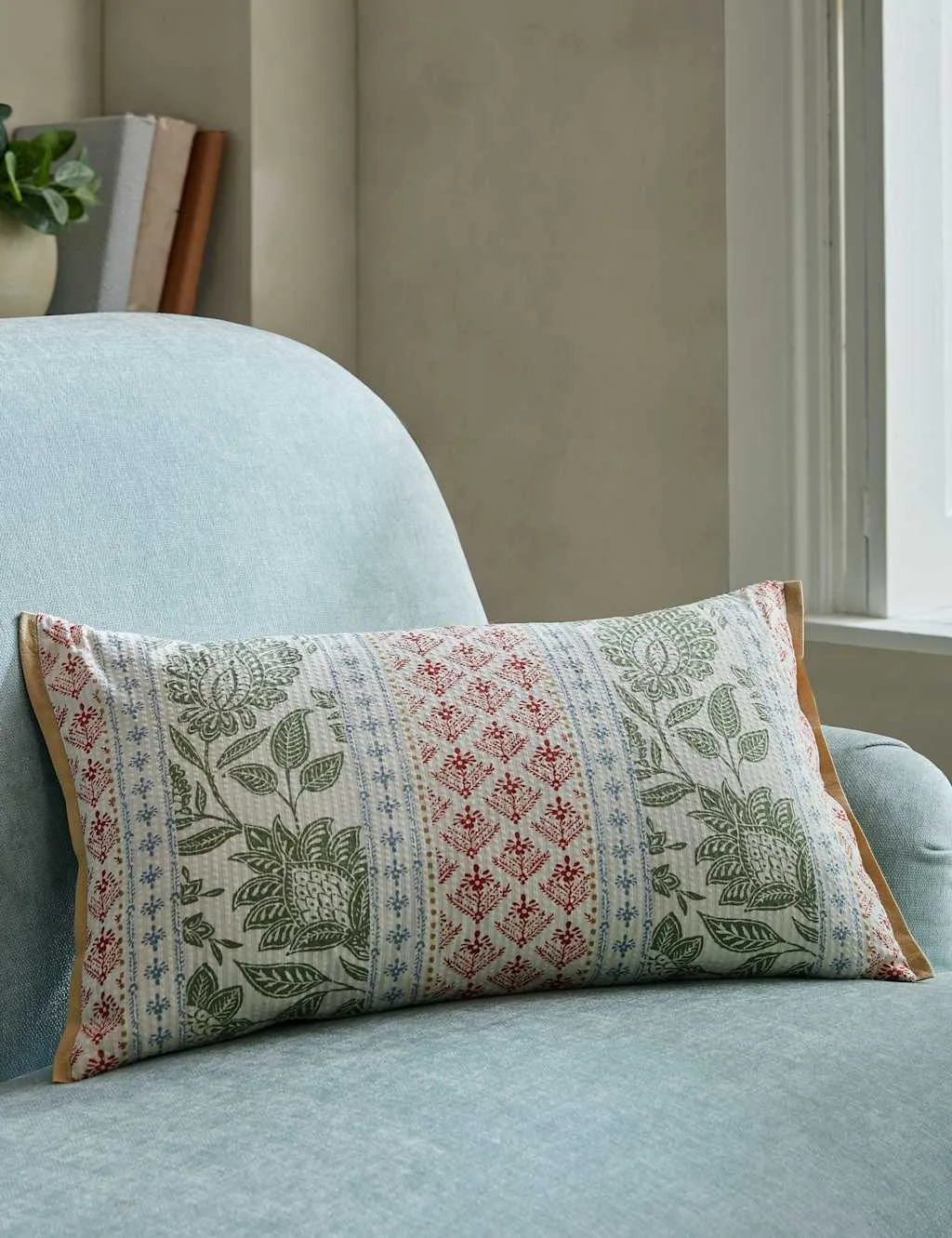 Hedingham Stripe Cushion - Green Mix, Cotton product