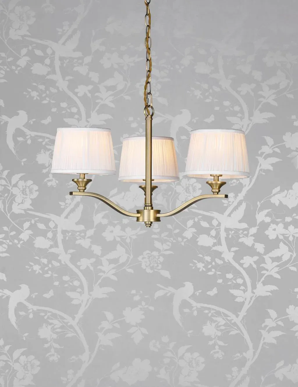 Hemsley 3-Arm Pleated Pendant Light - Antique Brass product