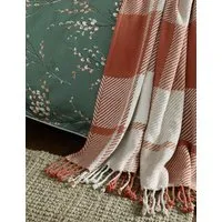 Dylan Checked Cotton Throw with Tasselled Edges - Orange Mix alternate view