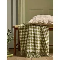 Knapton Gingham Throw with Tasselled Fringe - Green Mix alternate view