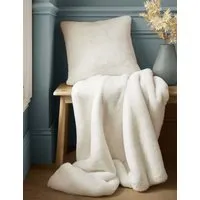 Newland Faux Fur Cushion - White alternate view