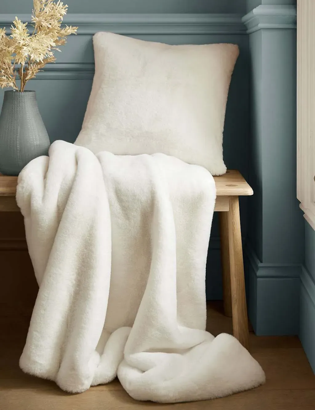 Newland Faux Fur Cushion - White product