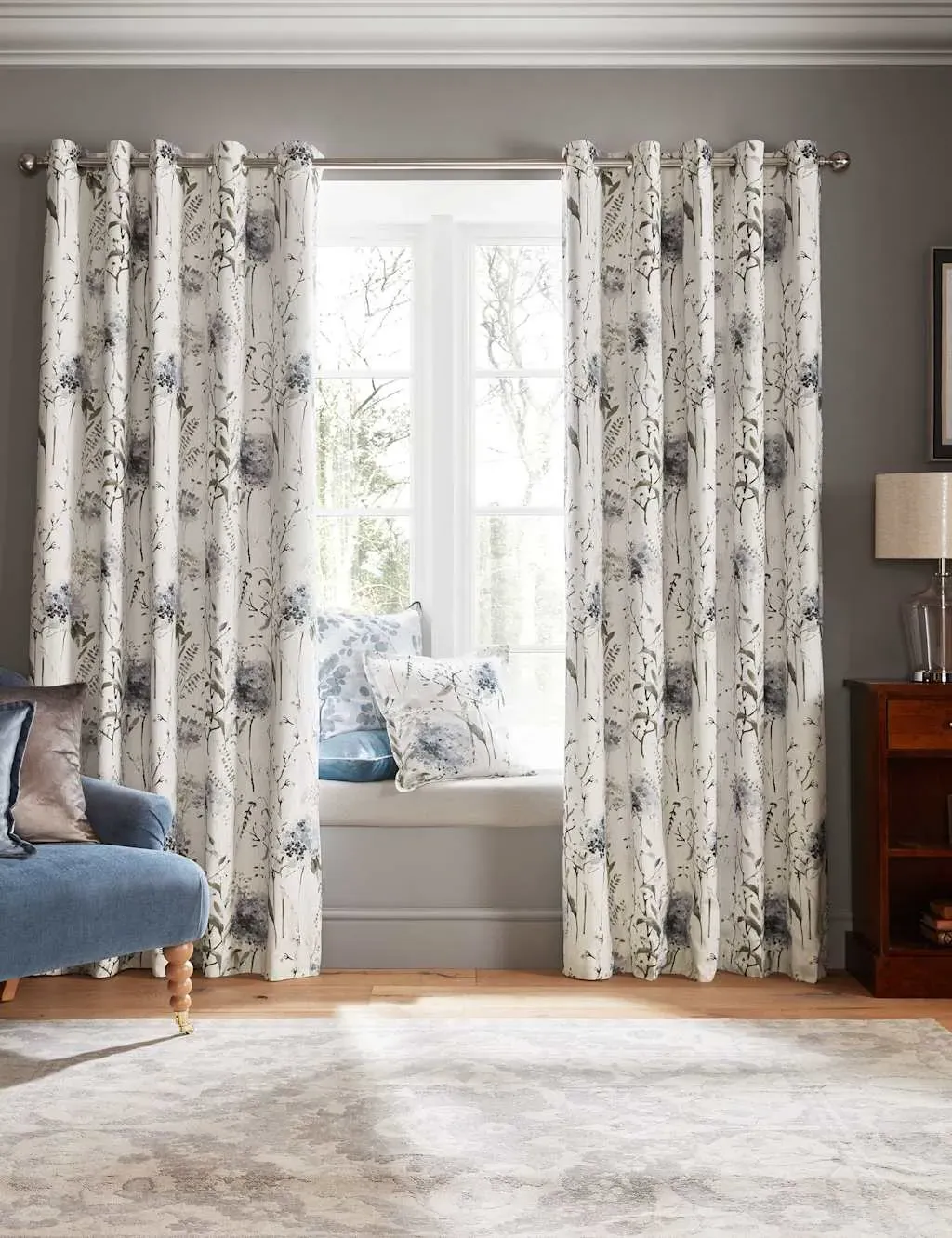 Pallington Bloom Eyelet Blackout Curtains - Blue Mix, Cotton product