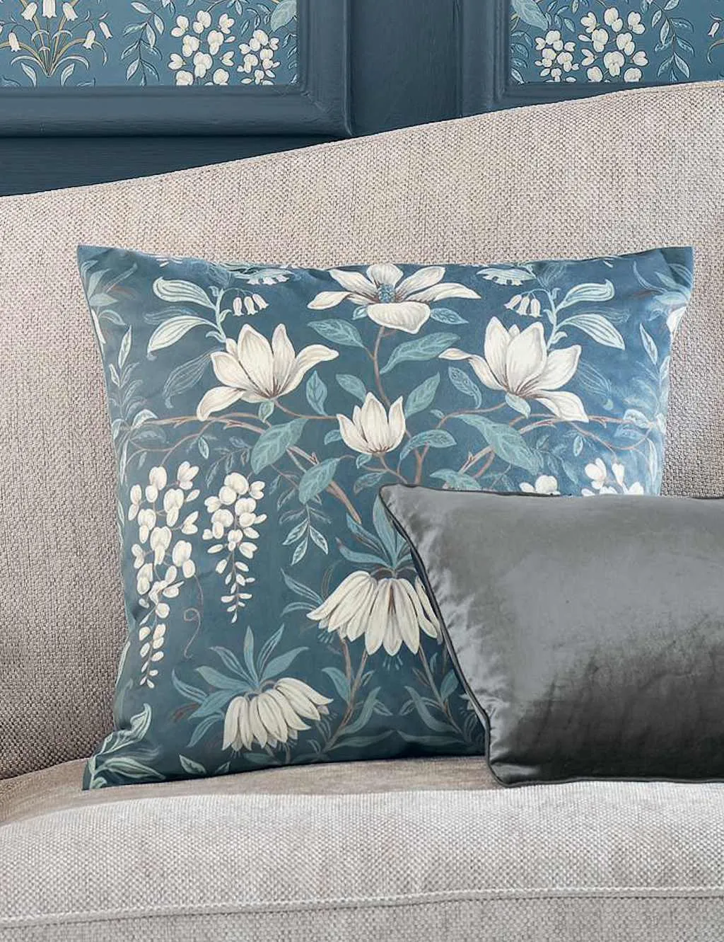Parterre Square Cushion - Blue Mix, Velvet product
