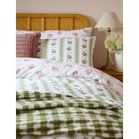 Pensham Stripe Set of 2 Pillowcases - Green Mix, Pure Cotton alternate view