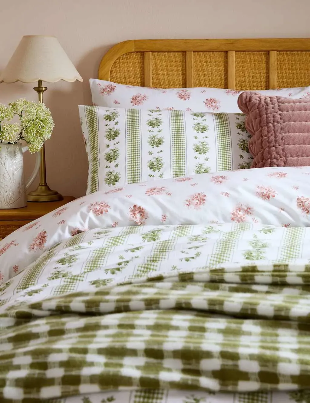 Pensham Stripe Set of 2 Pillowcases - Green Mix, Pure Cotton product