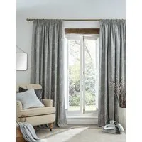 Pussy Willow Pencil Pleat Curtains - Dark Grey, Pure Cotton alternate view
