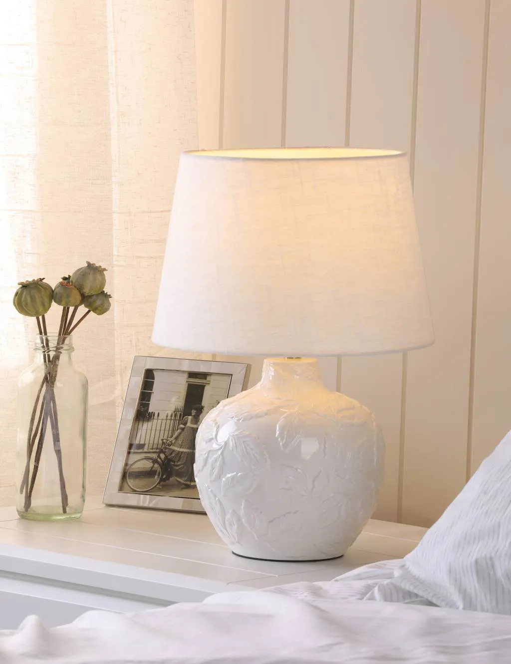 Redhall Ceramic Leaf Table Lamp - Silver product