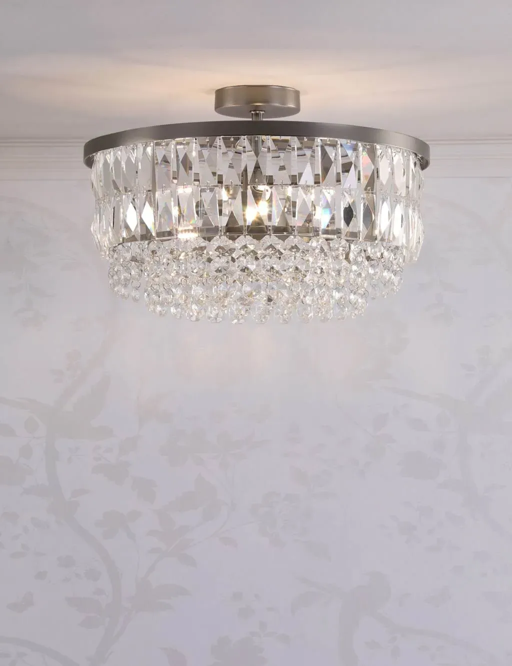Rhosill Crystal Semi Flush Ceiling Light - Silver product