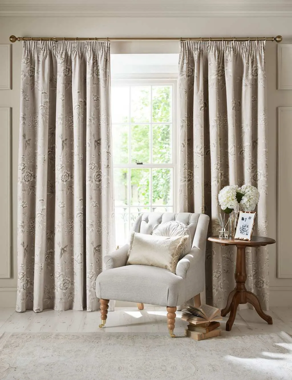 Rowsham Garden Pencil Pleat Blackout Curtains - Natural, Cotton product