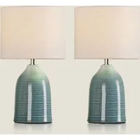Penny Set of 2 Ceramic Table Lamps - Blue alternate view