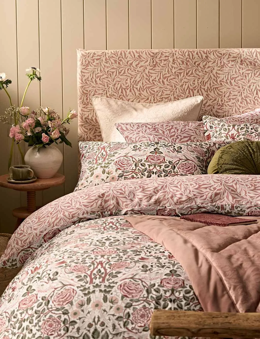 Set of 2 Pure Cotton Rose Brick Pillowcases - Pink Mix product