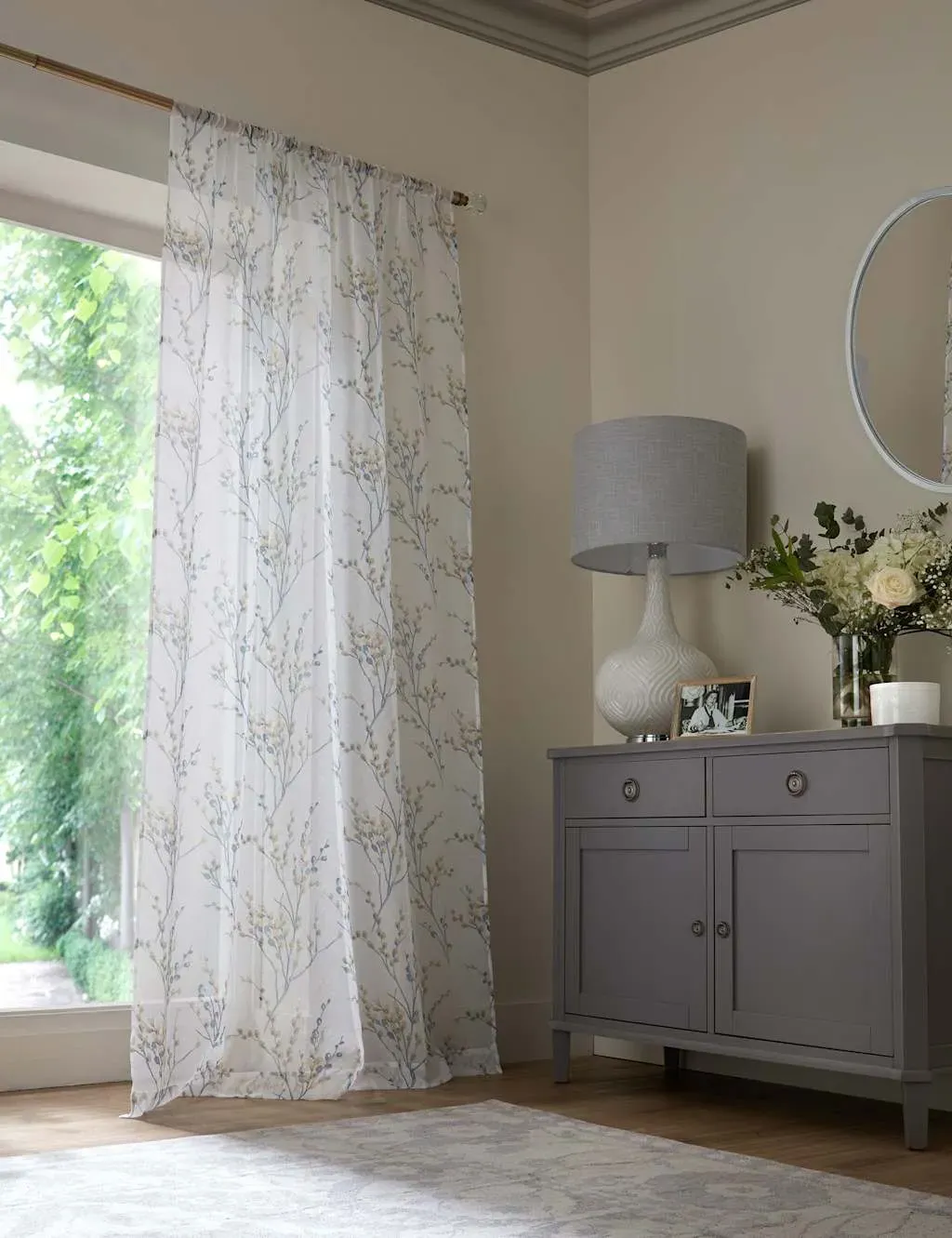 Sheer Voile Panel Slot Top Curtain - Blue Mix product